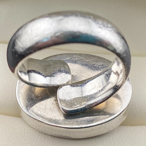Charles Albert Black Onyx .950 Fine Silver Modernist 1" Ring Sz. 8.5 Thick Band - Picture 11 of 13